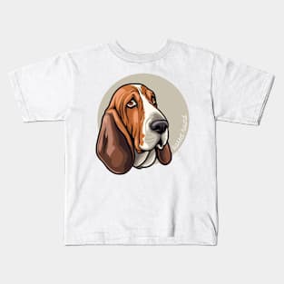 Basset Hound Dog Breed Cursive Graphic Kids T-Shirt